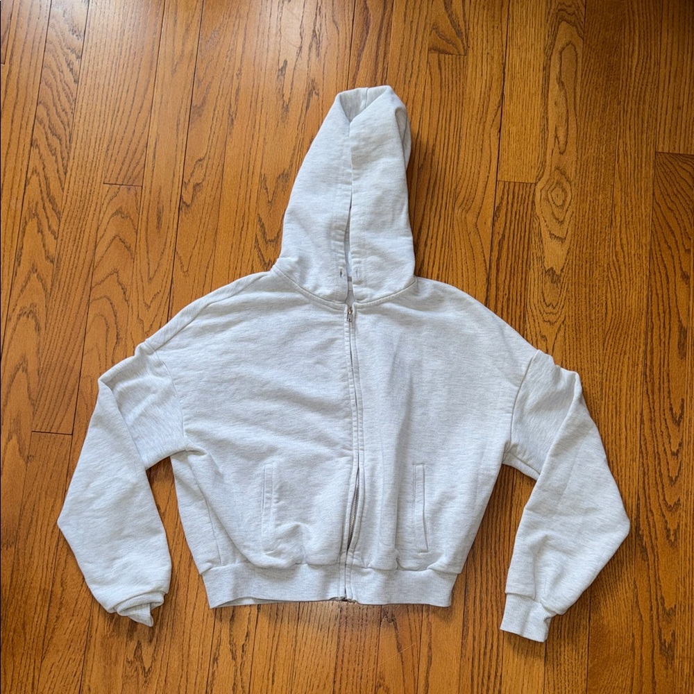 Garage Light Gray Cropped Hoodie